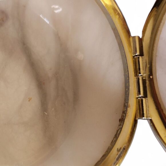 Vintage Italian Alabaster Blue Pineapple Hinged Trinket Box 3.5" Hand Carved - Picture 7 of 8